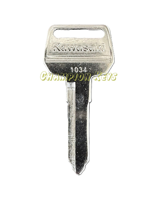 KAWASAKI KEY (27008-1034)   _   Key Code Series: A111111-A444444 H111111-H444444   _   Year: 1977-2009   _   Models: BN125, EX305, KE250, KH125, KL250, KL600, KL650, KMX125, KX200, KX304, KX400, KZ440