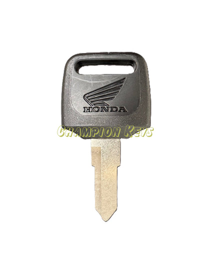 HONDA KEY (35121-MR1-770 & 35122-MR1-770)   _   Key Code Series: A00-A99, B01-B99, C00-C99, D00-D99   _   Year: 1981-2024   _   Models: VT750, VT1300, CH80, VT600, VT1100, SA50, SB50, ZB50, NQ50, CB125, & More